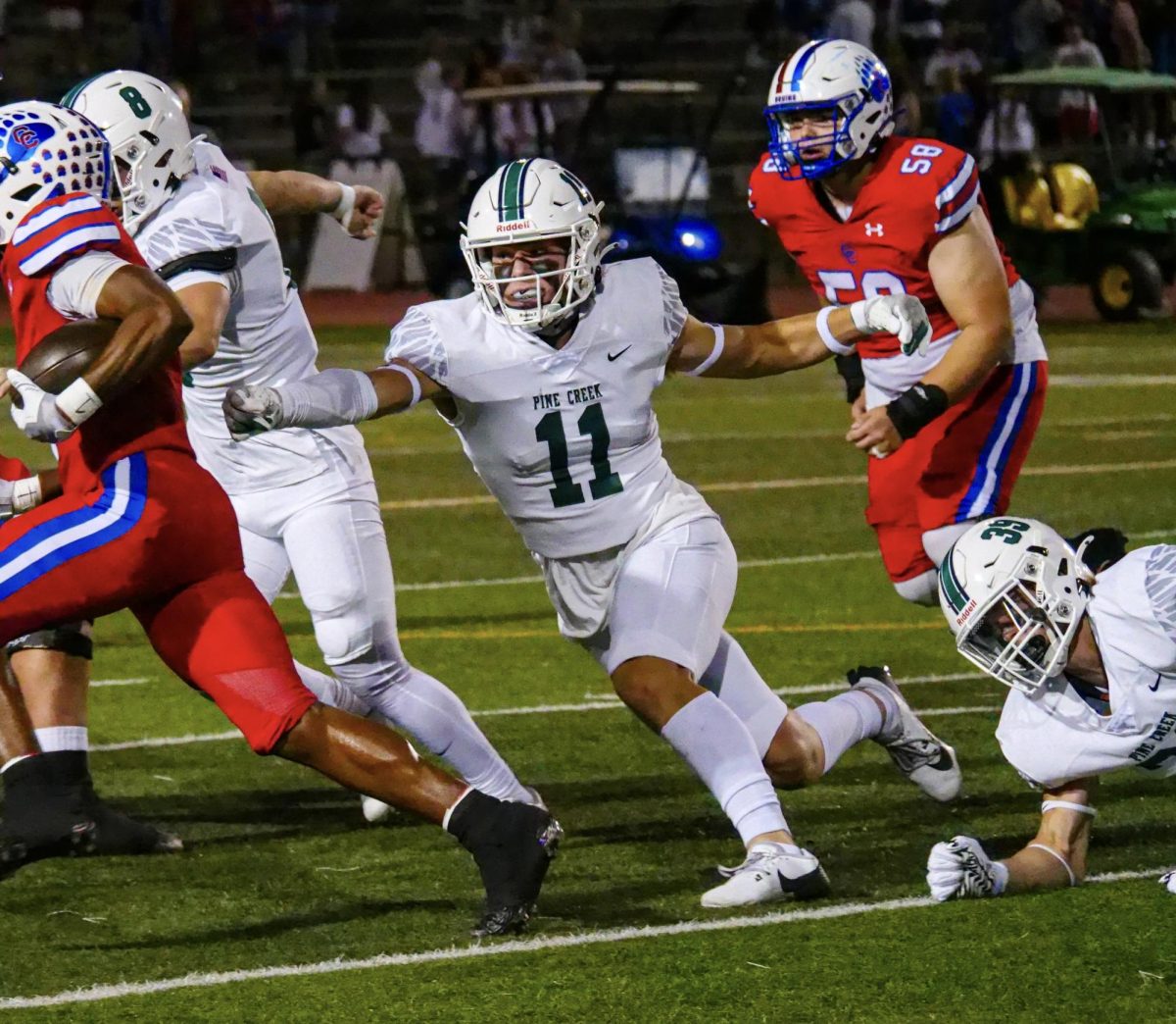 Jared Ibarra (11) makes a play during the regular season game against Cherry Creek. The Eagles lost to the Bruins 21-14. 