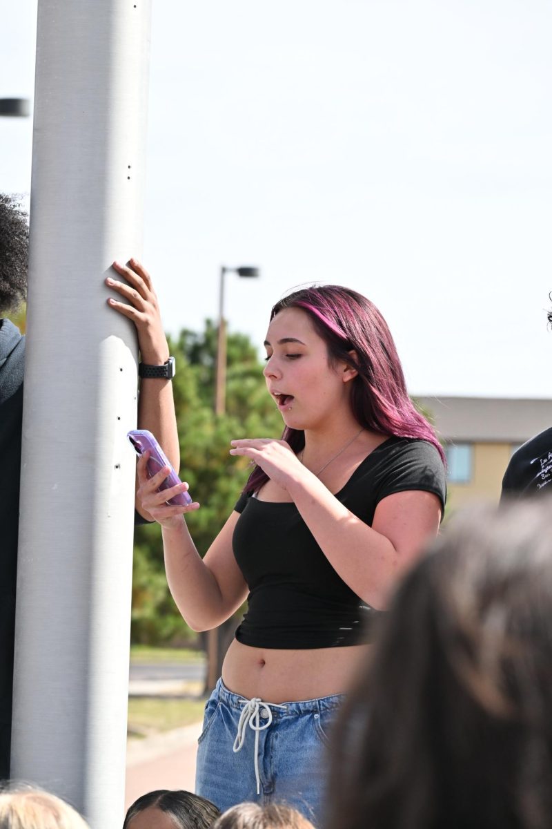 Ciarra Tapia (11) led the walkout protest on September 26 in opposition to gun violence.  The protest was sparked, in part, because of the September 10th school shooting in Evergreen, Colo.