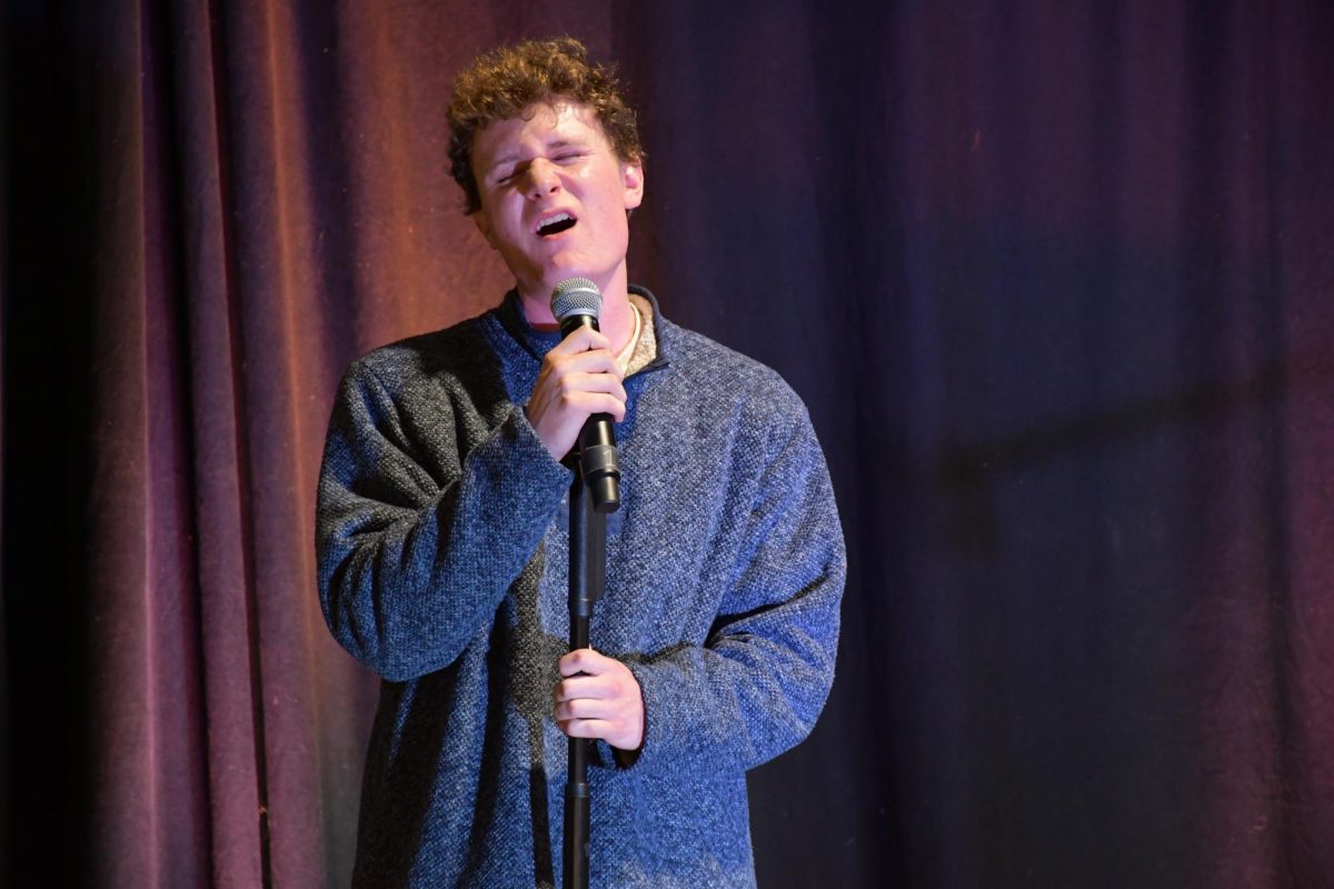 Caleb Swainson (12) thrilled the audience with his rendition of "All of Me" at the October 7th Acoustic Cafe.