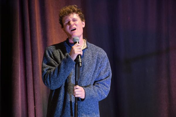 Caleb Swainson (12) thrilled the audience with his rendition of "All of Me" at the October 7th Acoustic Cafe.